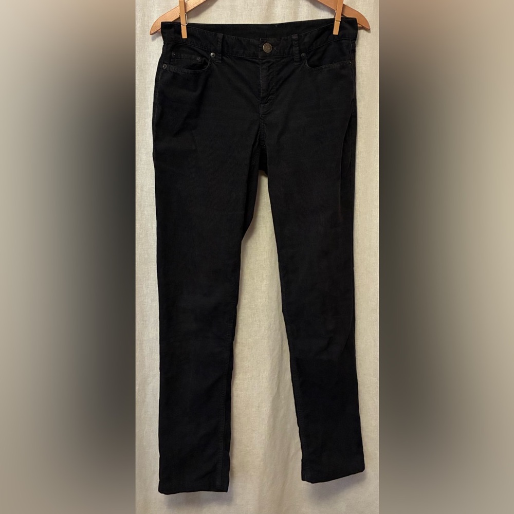 J Crew Vintage Matchstick Skinny Leg Black Corduroy Pants Size 29R